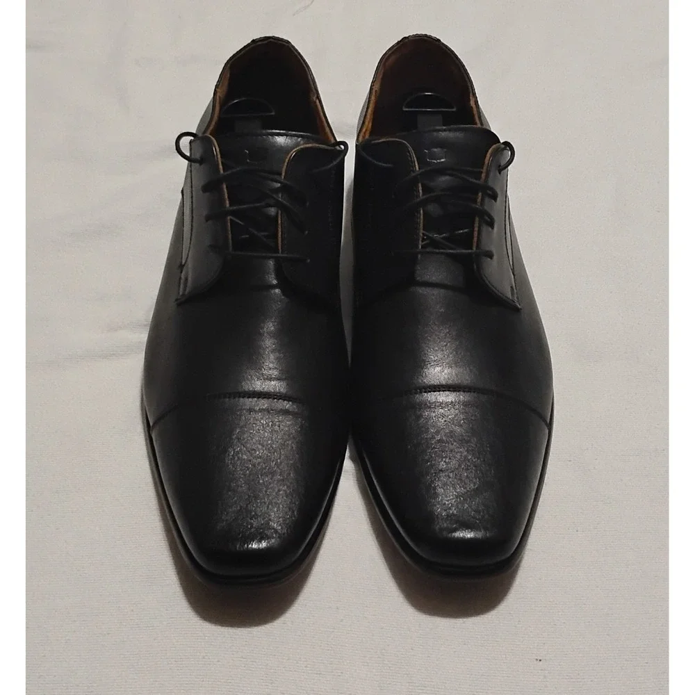 Florsheim Postino Mens Black Leather Chiseled Cap Toe Oxford Dress Shoes Size 13